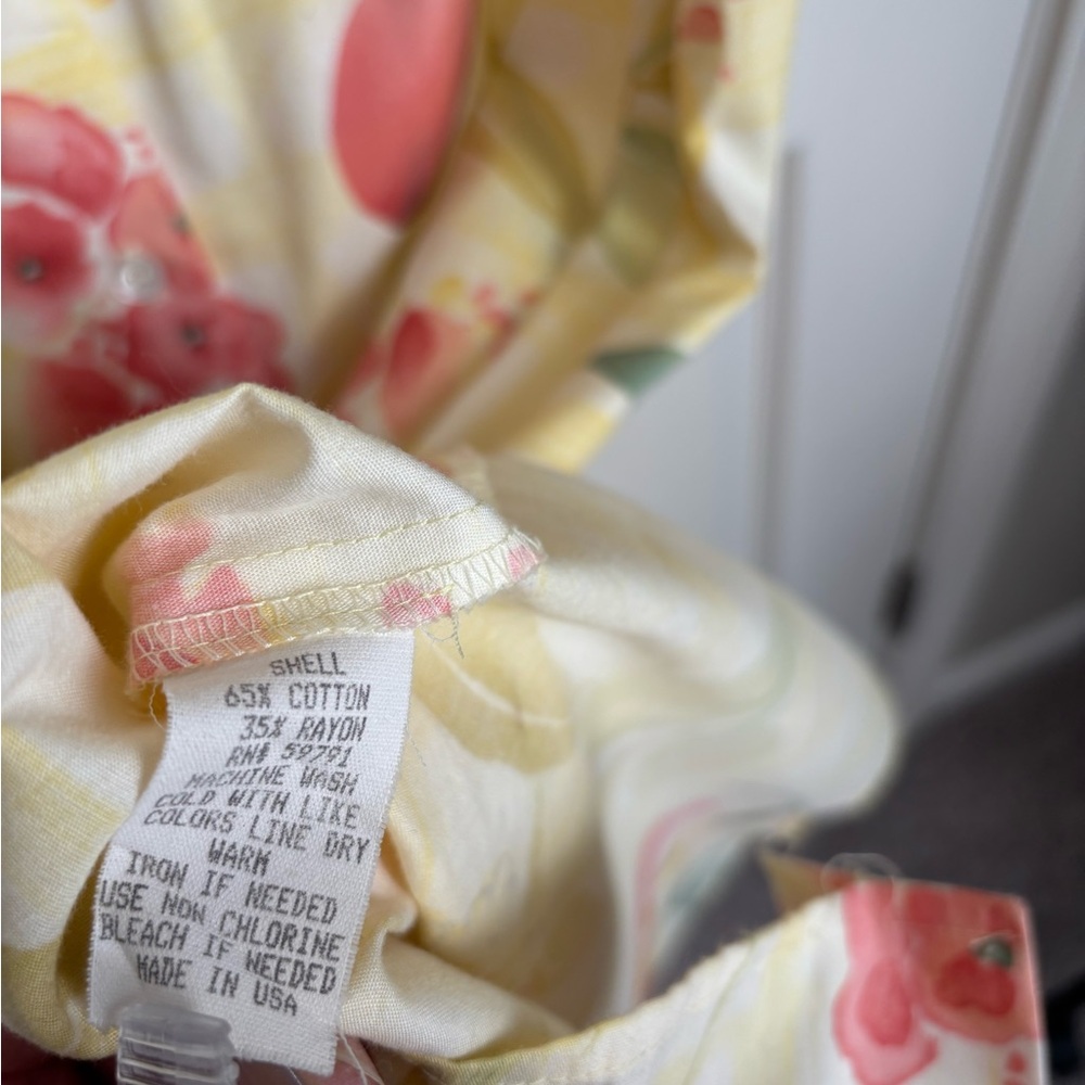 VTG J. Mac Butter Yellow Sleeveless Button up Floral Maxi Shirt Dress Size 10 - Picture 8 of 10